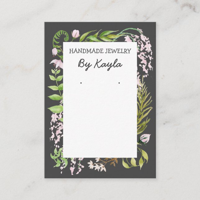 Lush Floral Border Necklace & Earring Display Business Card (Front)