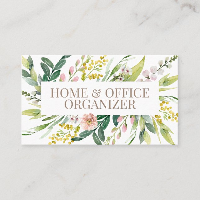 Lush Floral Bouquet Home And Office Organizer Business Card (Front)