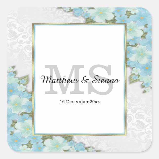 Lush floral wedding square sticker (Front)