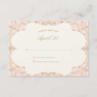 Lush Flourish Wedding RSVP blush/gold Card