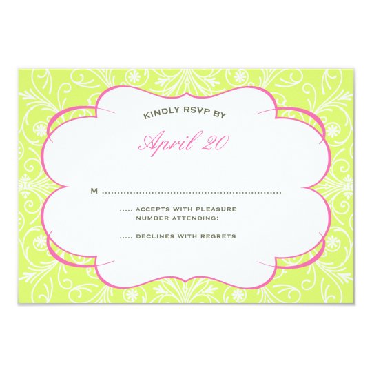 Lush Flourish Wedding RSVP in Pink & Green Card