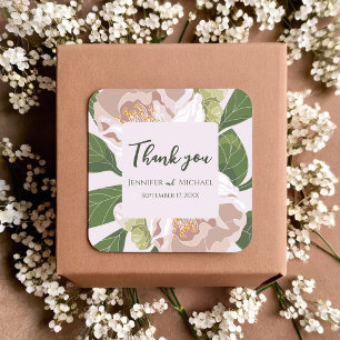 Lush Flower and Greenery Elegant Square Sticker