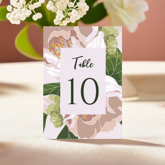 Lush Flower and Greenery Elegant Table Card (Lush Flower and Greenery Elegant Table Card)