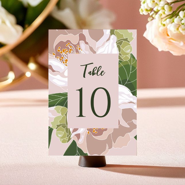 Lush Flower and Greenery Elegant Table Card (Lush Flower and Greenery Elegant Table Card)