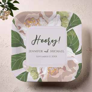 Lush Flower and Greenery Elegant Wedding Paper Plate