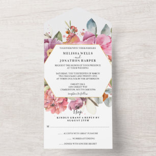 Lush Flowers All-in-One Wedding Invitation