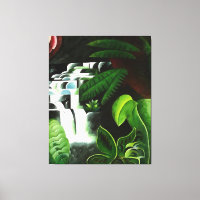 Lush Forest Waterfall In Geometric Art Style v2