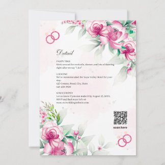 Lush Fuchsia Pink Floral Botanical Wedding Invitat Invitation