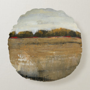 Lush Green Countryside Landscape Round Cushion