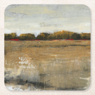 Lush Green Countryside Landscape Square Paper Coaster