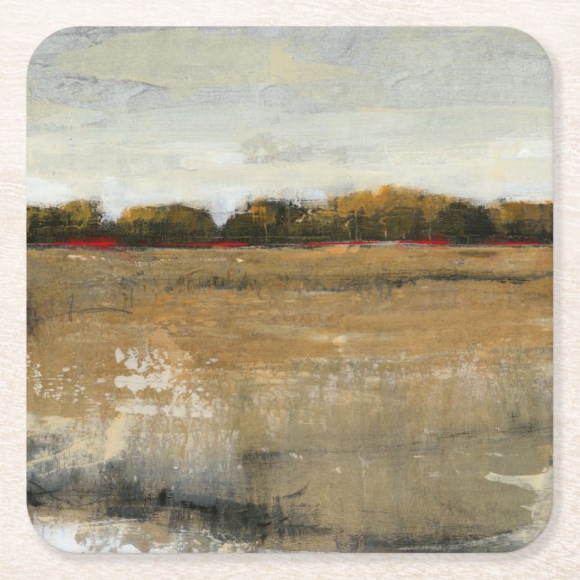 Lush Green Countryside Landscape Square Paper Coaster (Front)
