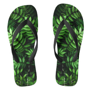Lush Green Fern Leaves Photo Flip Flops