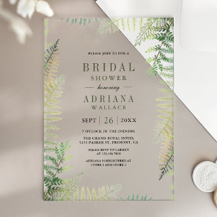 Lush Green Ferns Bridal Shower Acrylic Invitations