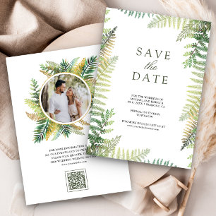 Lush Green Ferns QR Code Photo Wedding Save The Date
