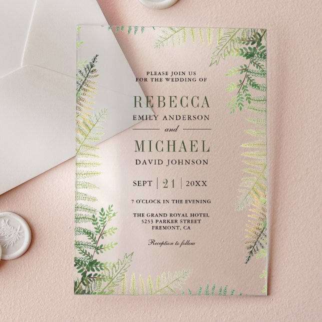 Lush Green Ferns Wedding Acrylic Invitations (Creator Uploaded)