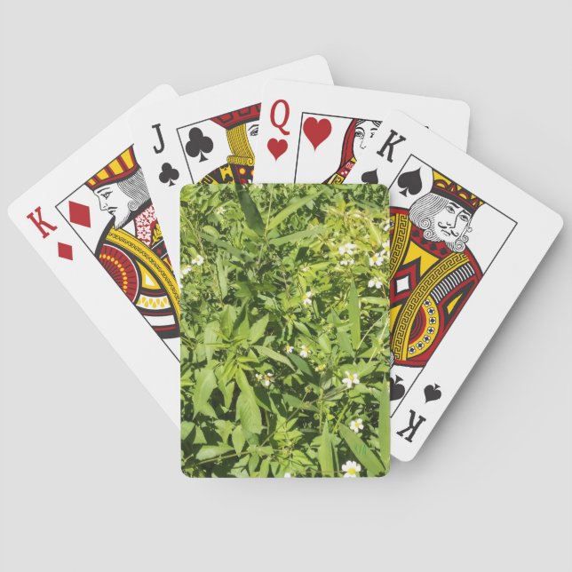 Lush green floral field playing cards (Back)