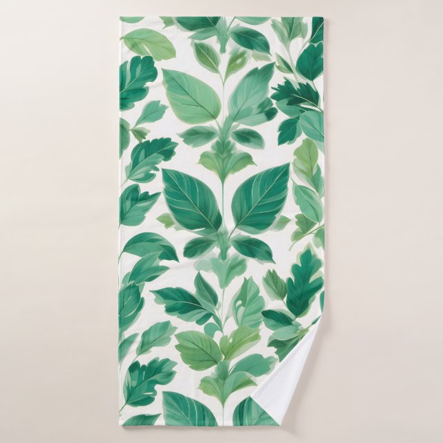 Lush Green Foliage Pattern Bath Towel Set (Bath Towel)