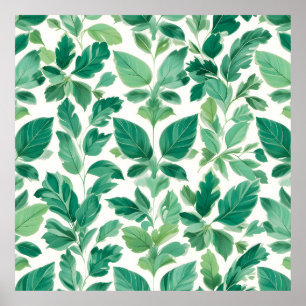 Lush Green Foliage Pattern Poster