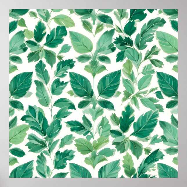 Lush Green Foliage Pattern Poster (Front)