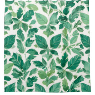 Lush Green Foliage Pattern Shower Curtain