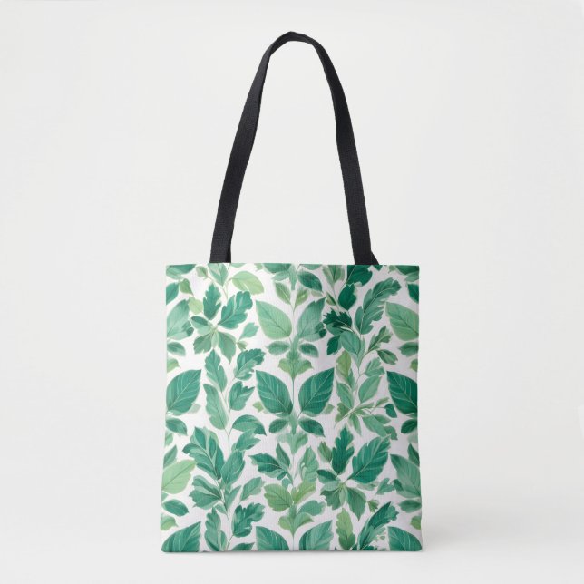 Lush Green Foliage Pattern Tote Bag (Front)