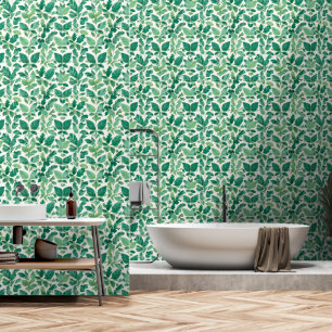 Lush Green Foliage Pattern Wallpaper