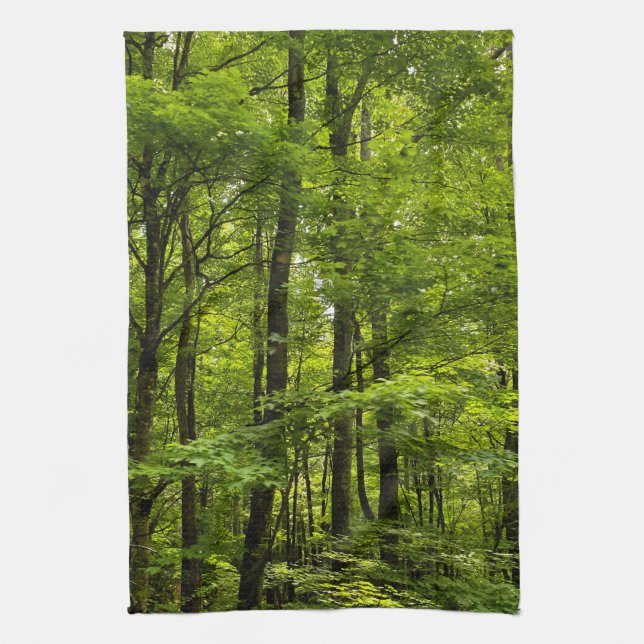 Lush Green Forest Acrylic Print Tea Towel (Vertical)