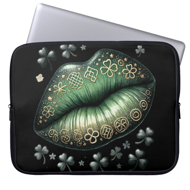 LUSH GREEN IRISH CELTIC LIPS LAPTOP SLEEVE (Front)