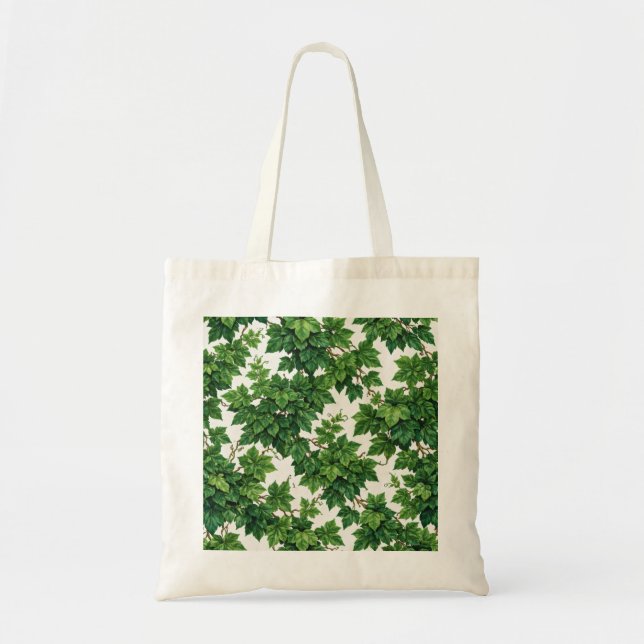 Lush Green Ivy Vine Botanical Leaf Pattern Tote Bag (Front)