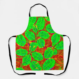 Lush Green Leaf Pattern Apron