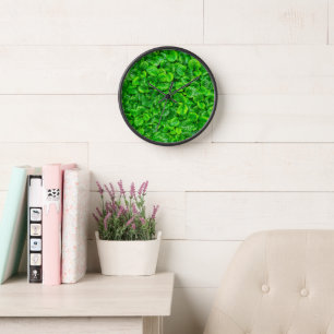 Lush Green Leaves  Clock