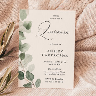 Lush Green Leaves Gorgeous Quinceanera 15th Invitation