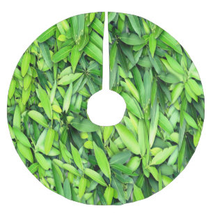 Lush Green Leaves Pattern – Nature Botanical Brushed Polyester Tree Skirt