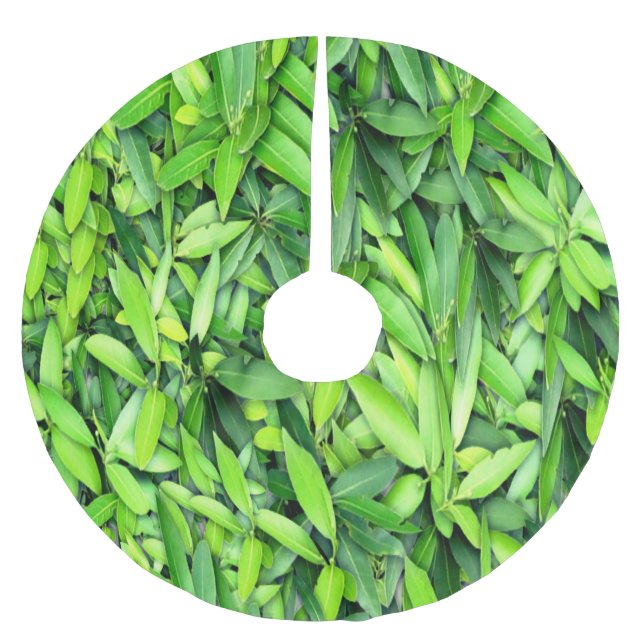 Lush Green Leaves Pattern – Nature Botanical  Brushed Polyester Tree Skirt (Front)