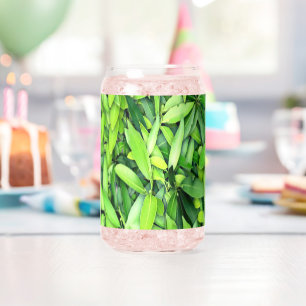 Lush Green Leaves Pattern – Nature Botanical  Can Glass