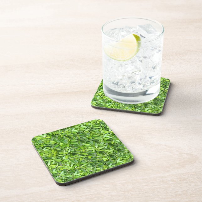 Lush Green Leaves Pattern – Nature Botanical  Coaster (Right Side)