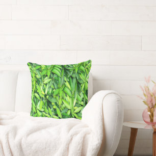 Lush Green Leaves Pattern – Nature Botanical  Cushion