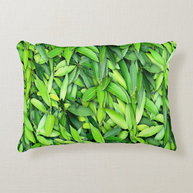 Lush Green Leaves Pattern – Nature Botanical  Decorative Cushion (Front)