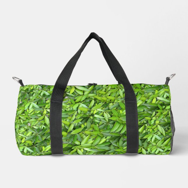 Lush Green Leaves Pattern – Nature Botanical  Duffle Bag (Front)