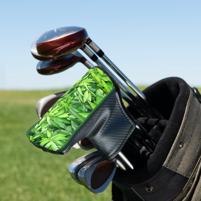 Lush Green Leaves Pattern – Nature Botanical  Golf Head Cover (In Situ)