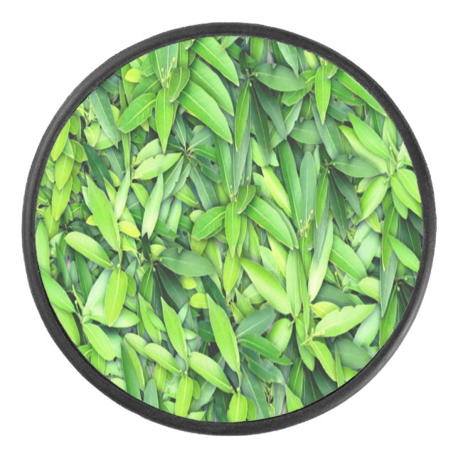 Lush Green Leaves Pattern – Nature Botanical  Hockey Puck (Front)