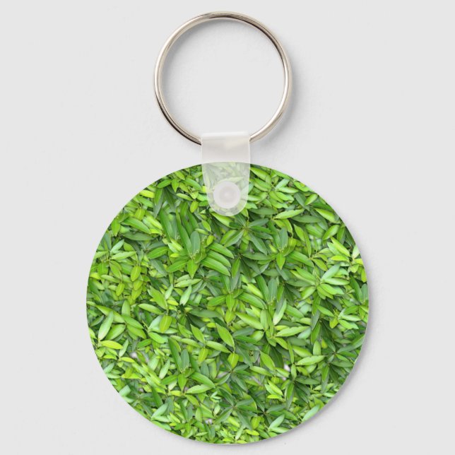 Lush Green Leaves Pattern – Nature Botanical  Key Ring (Front)