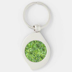 Lush Green Leaves Pattern – Nature Botanical  Key Ring