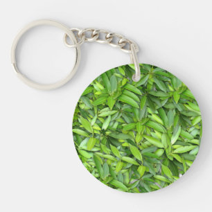 Lush Green Leaves Pattern – Nature Botanical  Key Ring