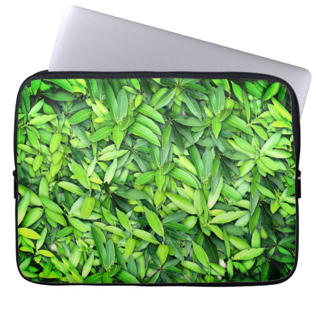 Lush Green Leaves Pattern – Nature Botanical  Laptop Sleeve (Front)