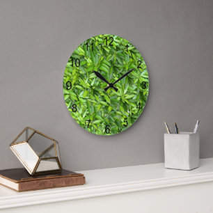 Lush Green Leaves Pattern – Nature Botanical Large Clock