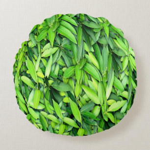 Lush Green Leaves Pattern – Nature Botanical  Round Cushion