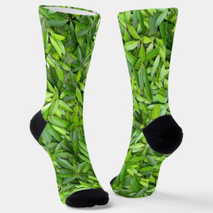 Lush Green Leaves Pattern – Nature Botanical  Socks