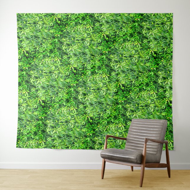 Lush Green Leaves Pattern – Nature Botanical  Tapestry (In Situ (Horizontal))