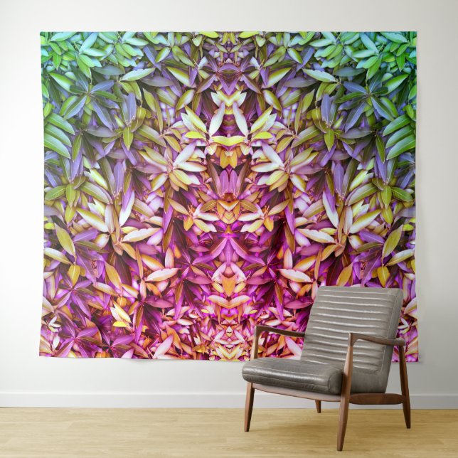 Lush Green Leaves Pattern – Nature Botanical  Tapestry (In Situ (Horizontal))
